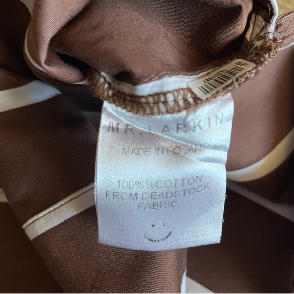 Mr. Larkin Oversized Brown White Stripe Button Up Shirt Women’s Large - Picture 5 of 5